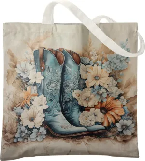 Western Cowboy Cowgirl Boots Canvas Tote Bag For Shopping Market Work,Western Cowgirl Cowboy Gifts