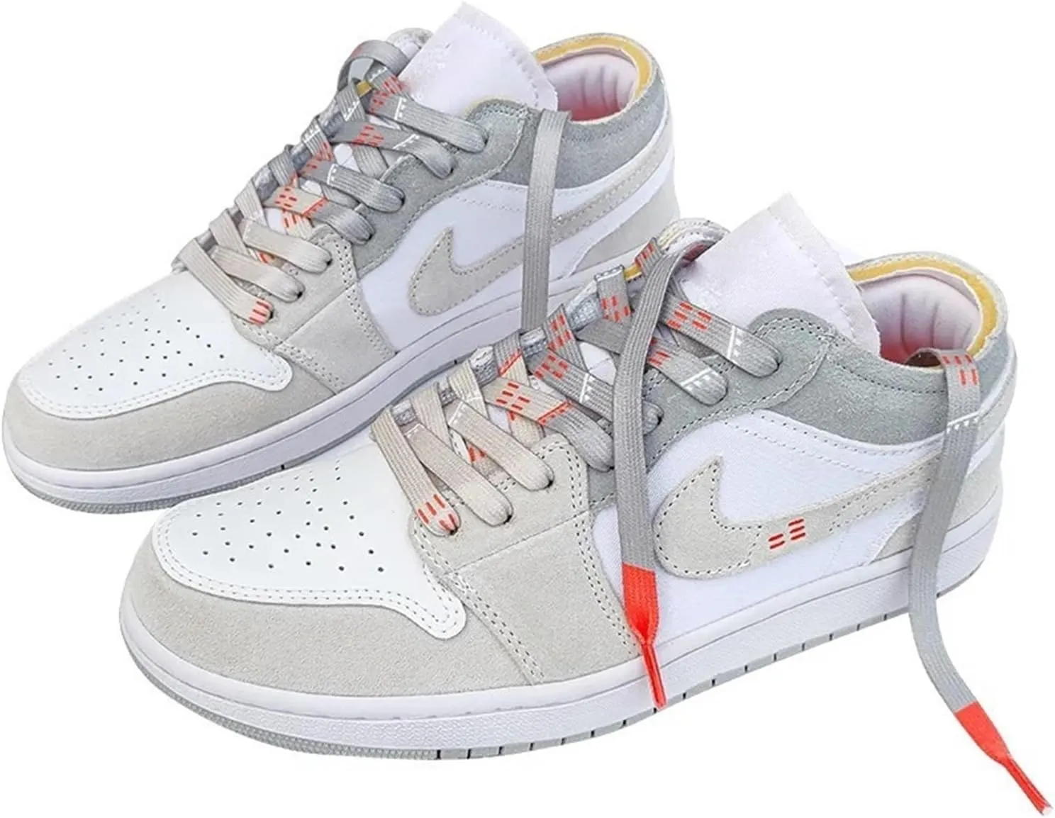 White Gray Splice Shoelaces Men Women Retro Shoelaces Sport Basketball Casual Sneakers High-top Canvas Graffiti Shoe Laces