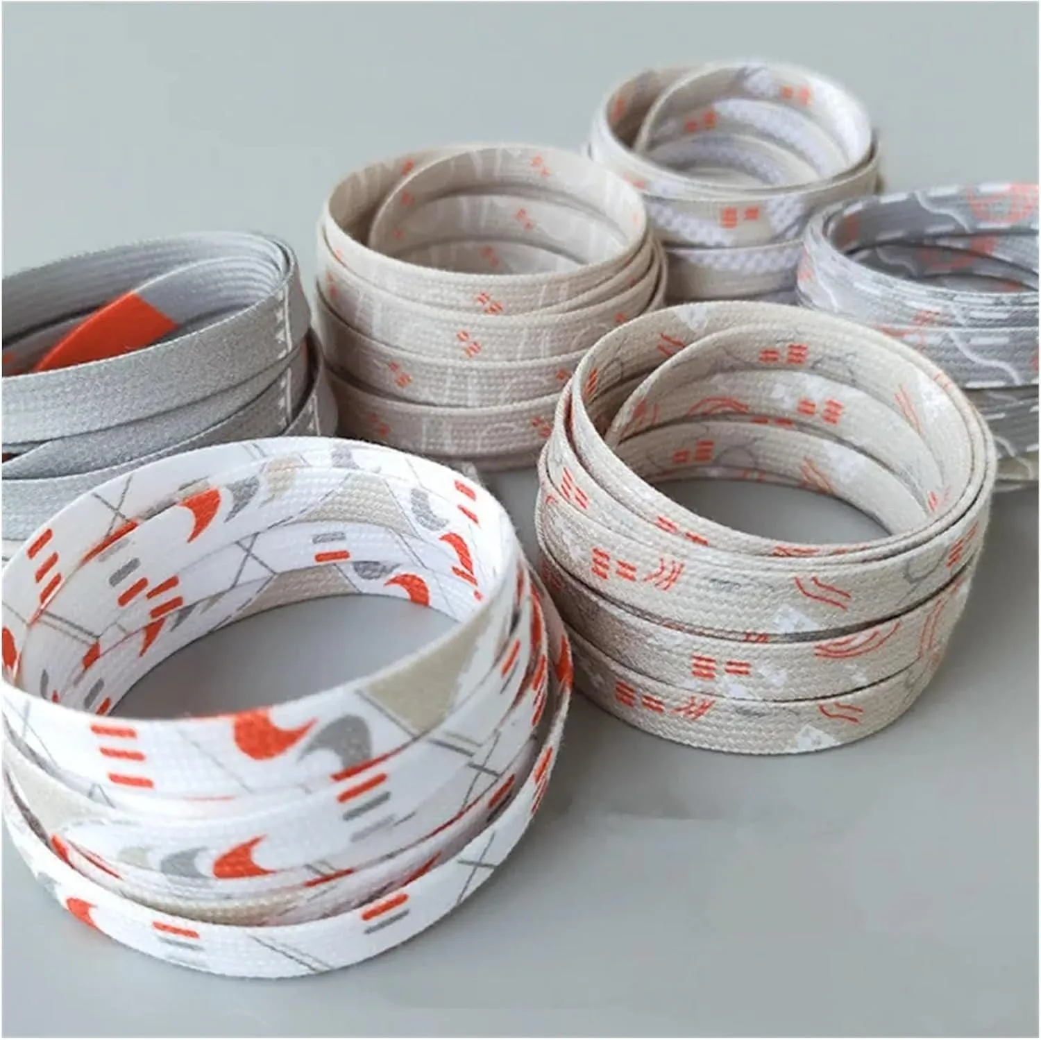 White Gray Splice Shoelaces Men Women Retro Shoelaces Sport Basketball Casual Sneakers High-top Canvas Graffiti Shoe Laces