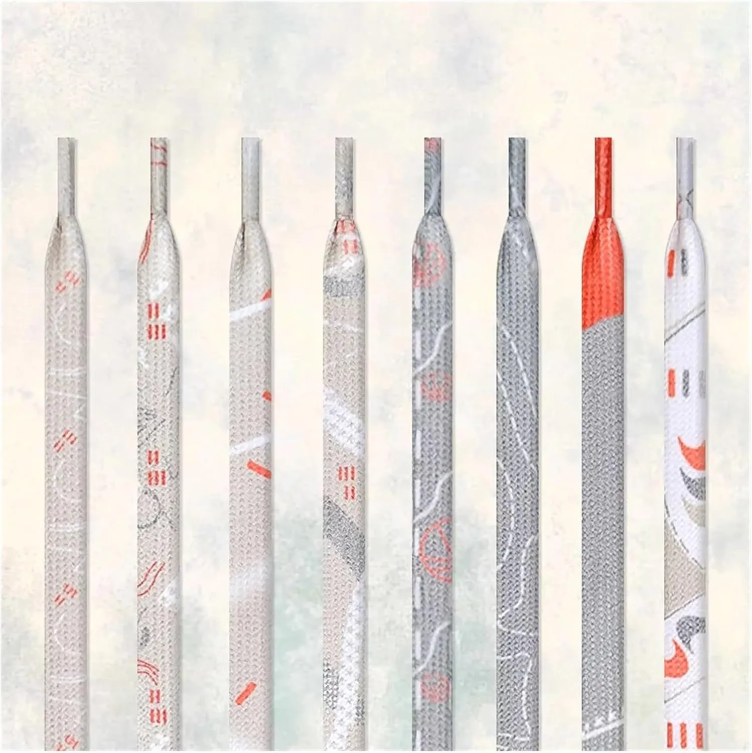 White Gray Splice Shoelaces Men Women Retro Shoelaces Sport Basketball Casual Sneakers High-top Canvas Graffiti Shoe Laces
