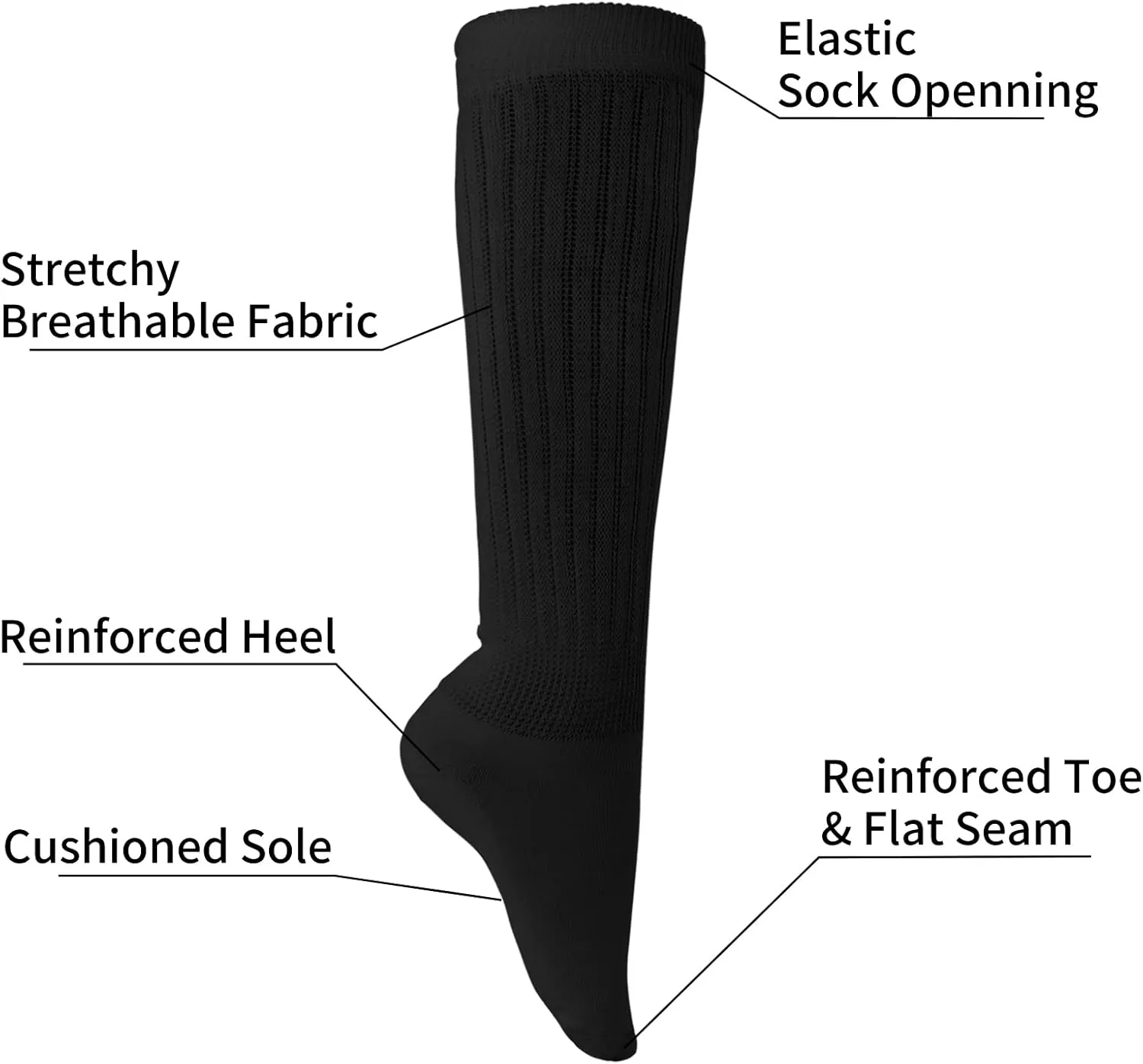 Witwot 3 Pairs Women's Slouch Socks Cotton Knit Knee High Tube Scrunch Sock Size 6-11
