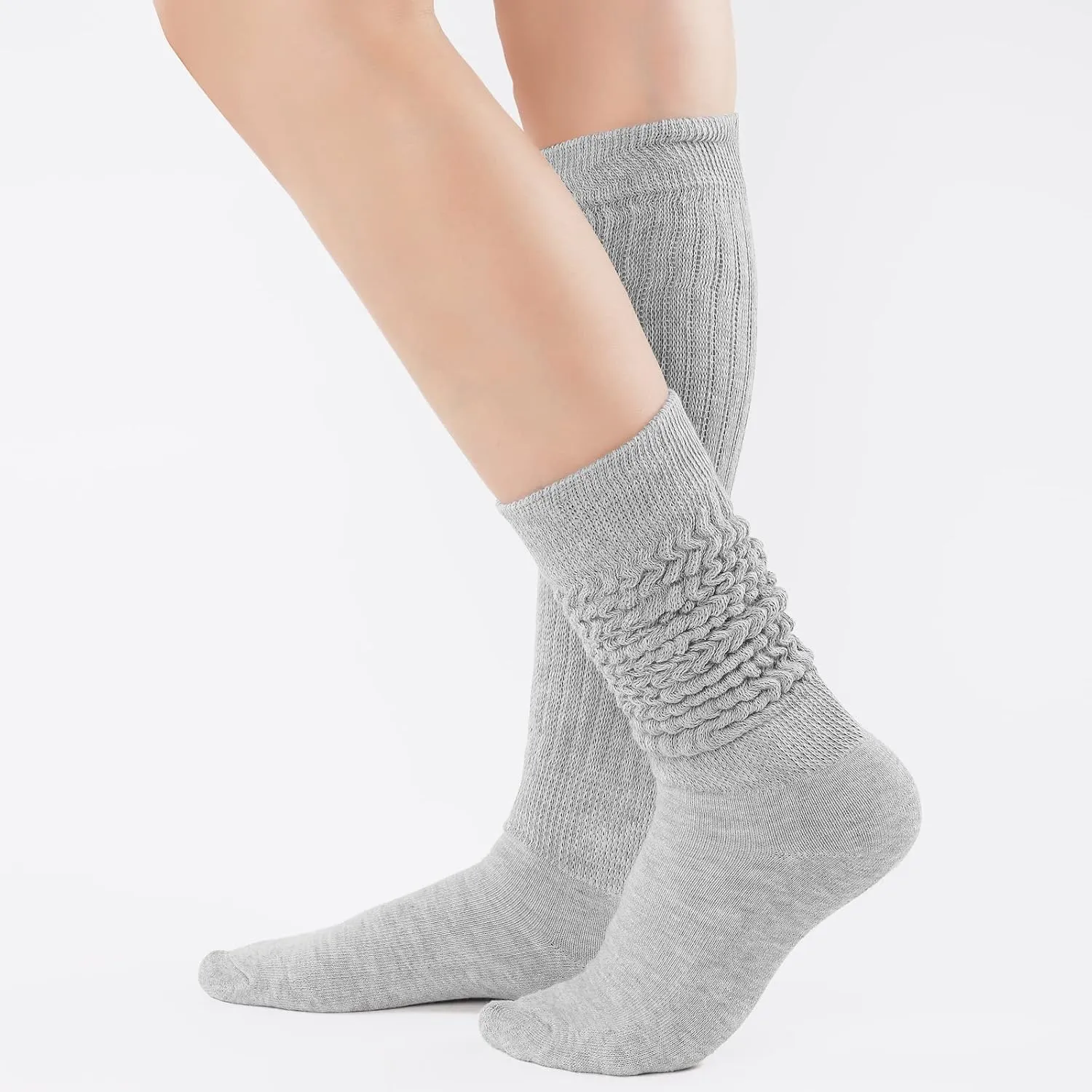 Witwot 3 Pairs Women's Slouch Socks Cotton Knit Knee High Tube Scrunch Sock Size 6-11