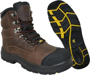Wolf Work Boot | 100% Waterproof Genuine Upper Leather | Oil, Heat, Chemical, Abrasion Resistant | Electrical Hazards | Non-Slip Rubber Sole | Soft Toe | Padded Collar | Construction | Industrial PPE