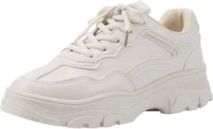 Women Chunky Platform Casual Lace-Up Walking Sneakers Fashion Leather Casual Wedge Walking Sport Dad Shoes