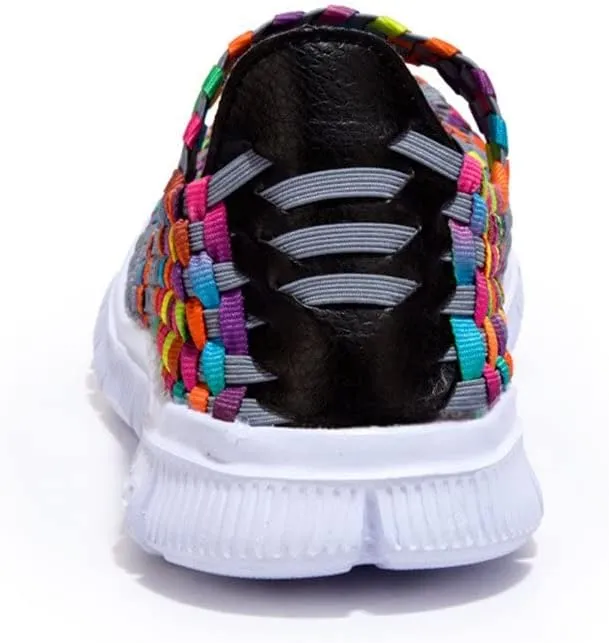 Women Elastic Woven Walking Shoes Flats Sandals,Comfy Casual Non Slip Lightweight Breathable Mary Jane Sneakers Nurse Shoes