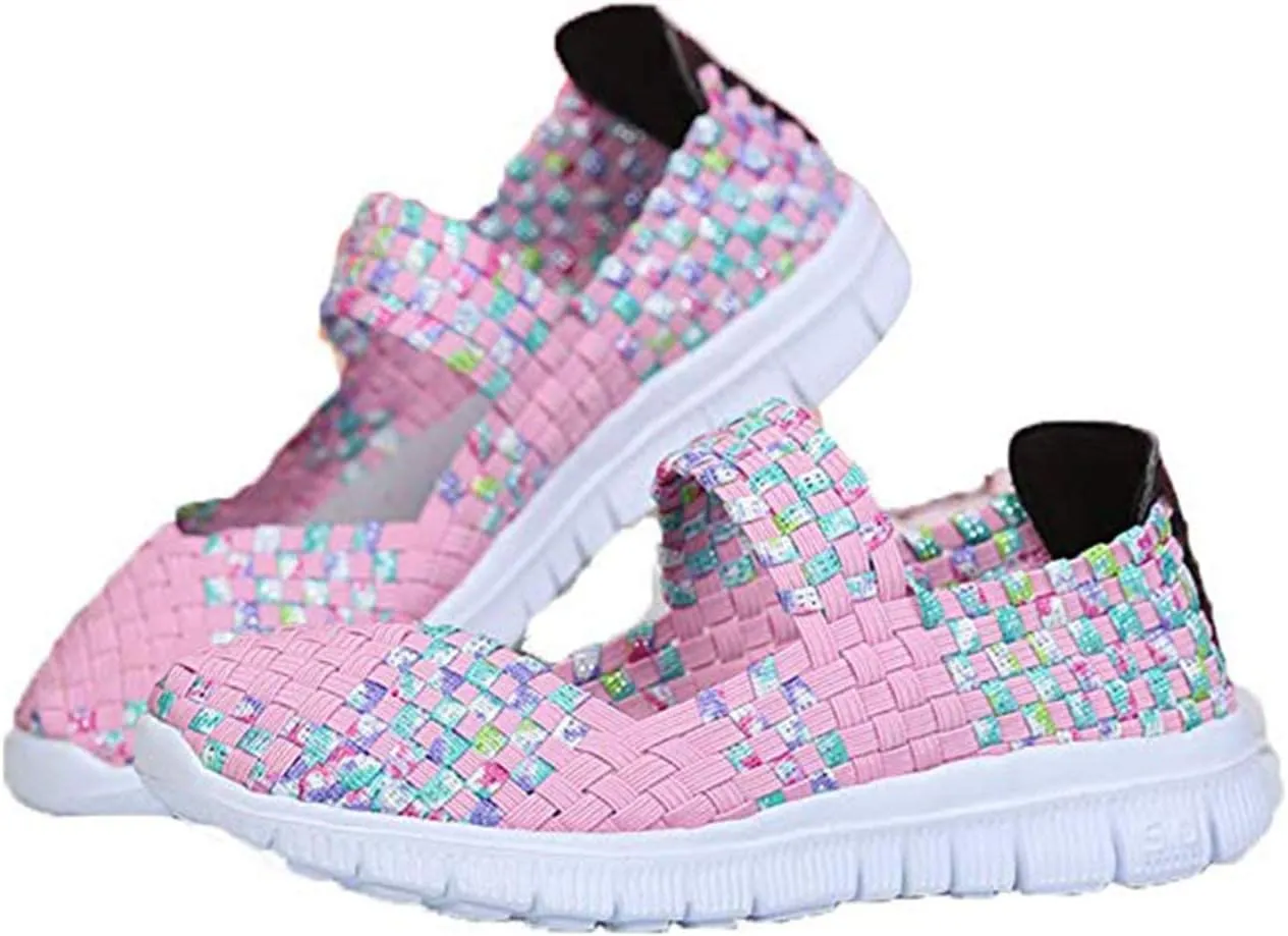 Women Elastic Woven Walking Shoes Flats Sandals,Comfy Casual Non Slip Lightweight Breathable Mary Jane Sneakers Nurse Shoes
