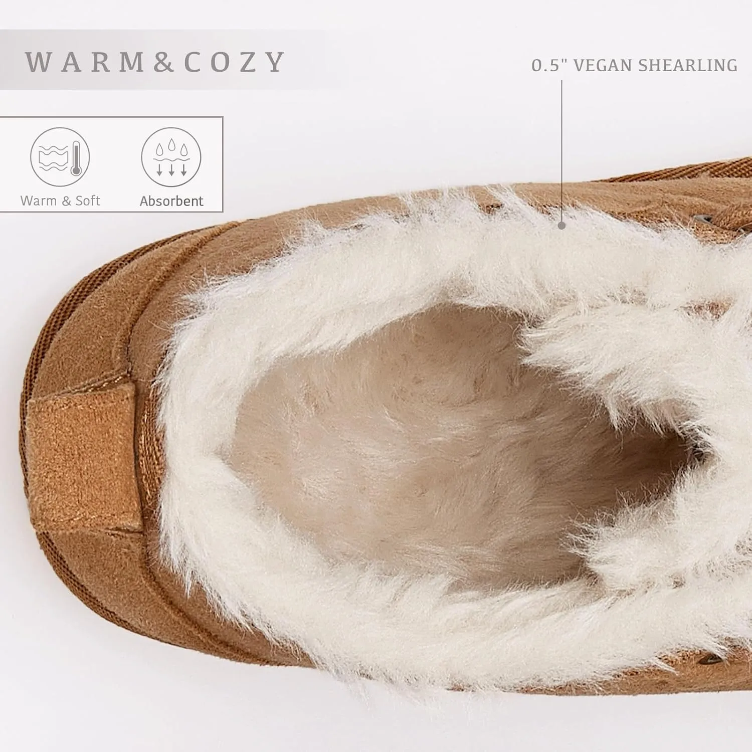 Women Fur Lined Ankle Boots Genuine Suede Faux Cozy Winter Lace Up Warm Short Booties