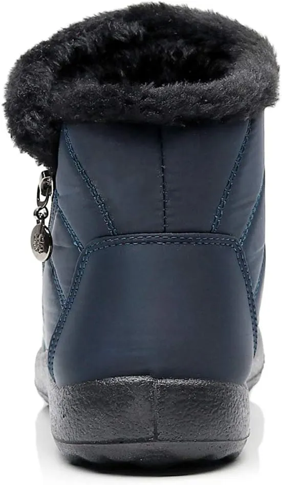Women Men Lightweight Snow Boots Winter Anti-Slip Ankle Booties Waterproof Slip On Warm Fur Lined Sneaker
