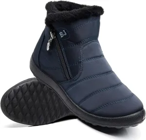 Women Men Lightweight Snow Boots Winter Anti-Slip Ankle Booties Waterproof Slip On Warm Fur Lined Sneaker