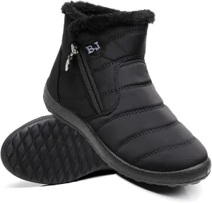 Women Men Lightweight Snow Boots Winter Anti-Slip Ankle Booties Waterproof Slip On Warm Fur Lined Sneaker