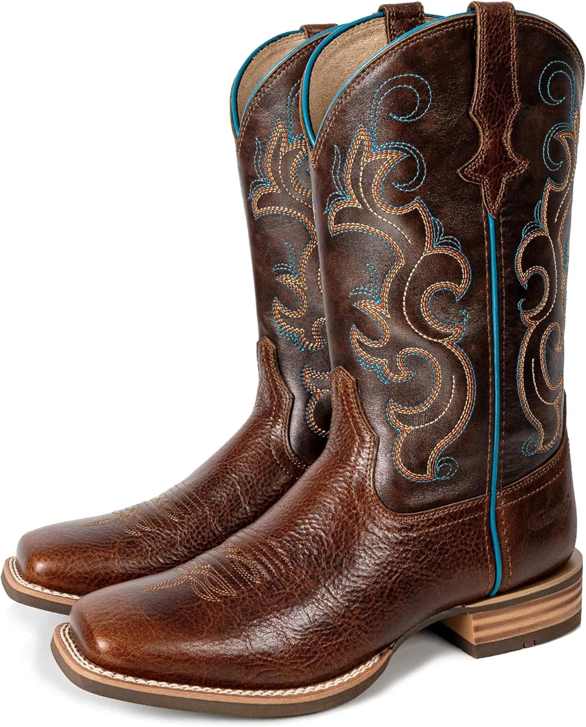 Women Western Boots Hand Painted, Square Toe, Full Grain Cowhide, 4-Layer Composite Sole(PLT203601)