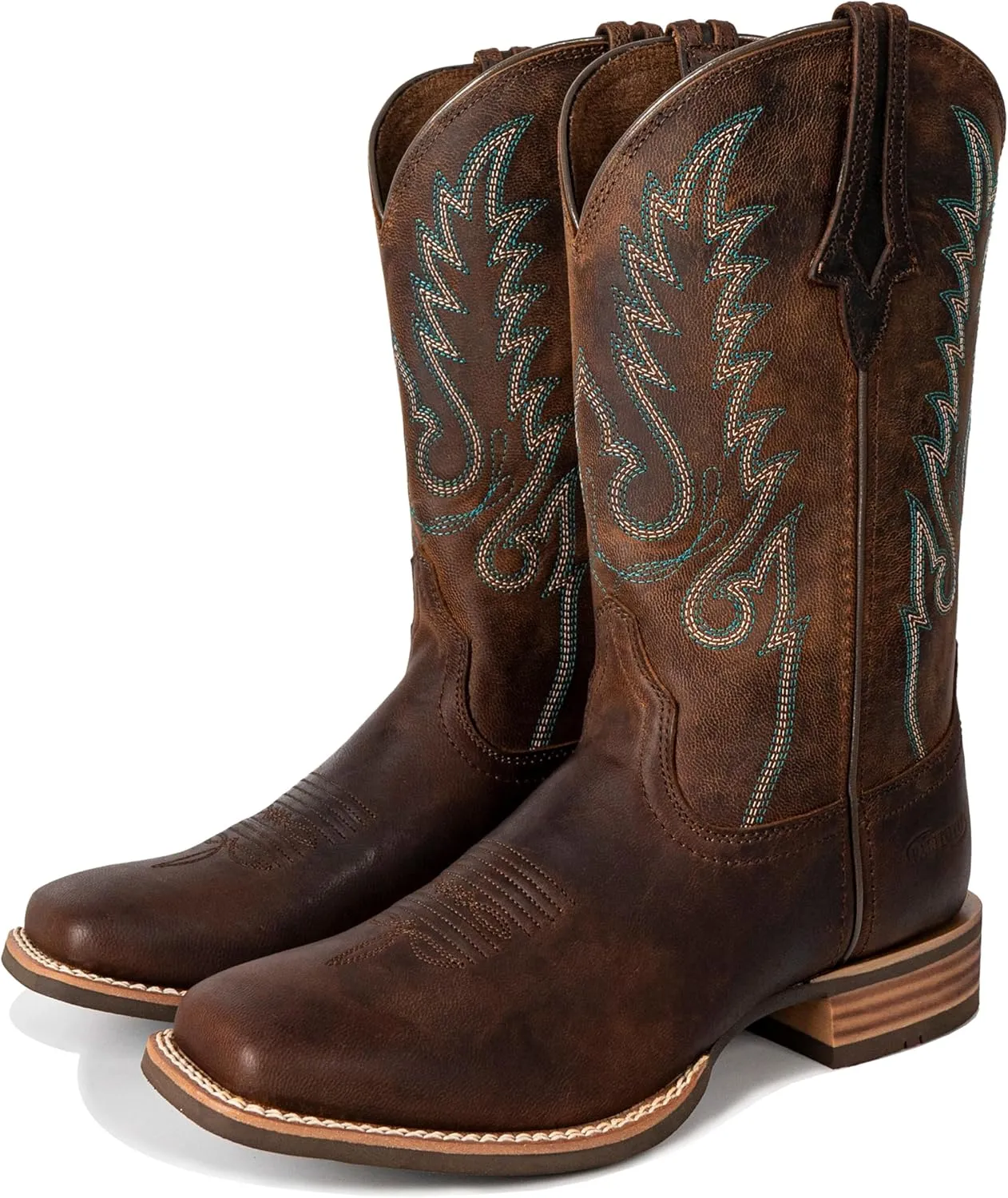 Women Western Boots Hand Painted, Square Toe, Full Grain Cowhide, 4-Layer Composite Sole(PLT203603)