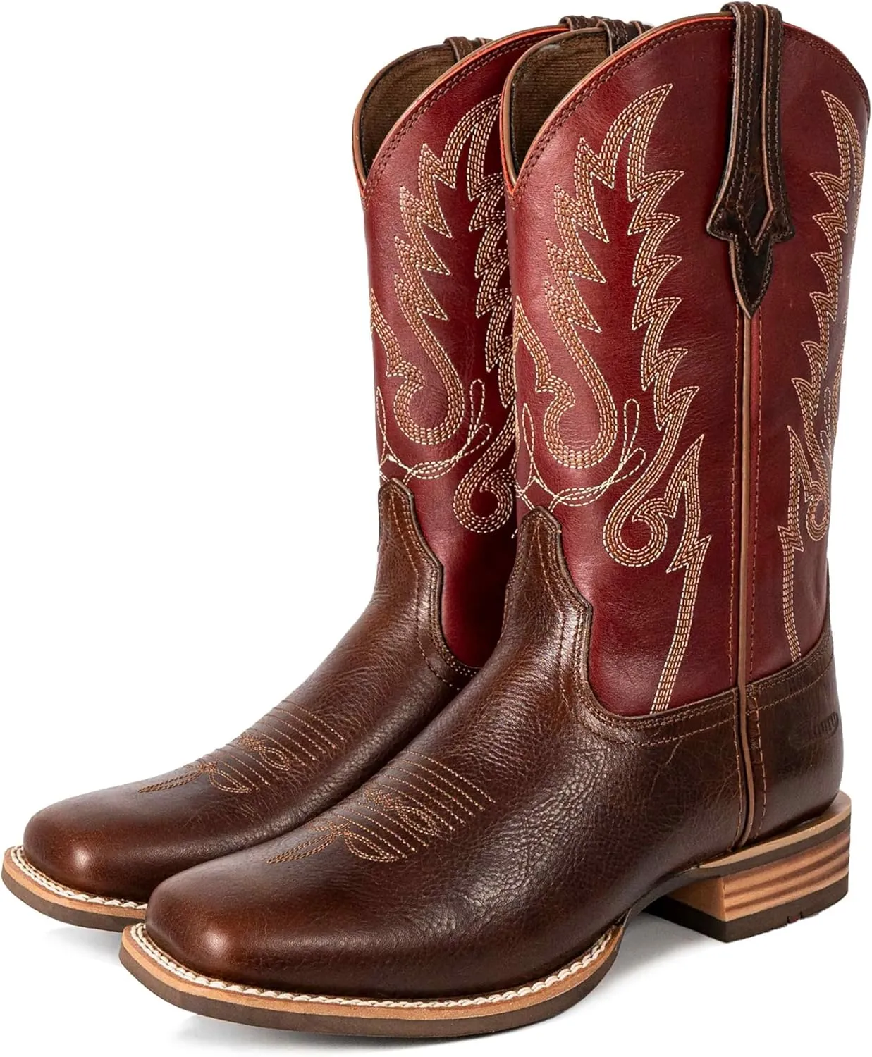 Women Western Boots Hand Painted, Square Toe, Full Grain Cowhide, 4-Layer Composite Sole(PLT203607)