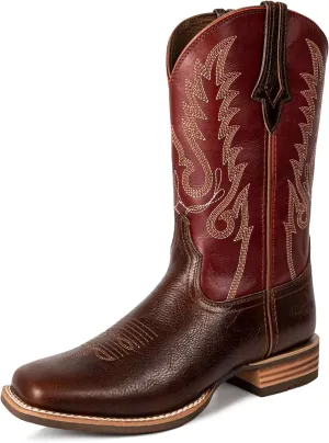 Women Western Boots Hand Painted, Square Toe, Full Grain Cowhide, 4-Layer Composite Sole(PLT203607)