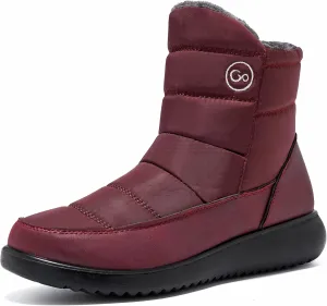 Women Winter Snow Boots Waterproof: Warm Mid Calf Boots for Women with Fur Lined - Comfortable Outdoor Slip On Booties Anti-Slip