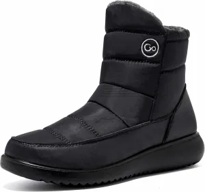 Women Winter Snow Boots Waterproof: Warm Mid Calf Boots for Women with Fur Lined - Comfortable Outdoor Slip On Booties Anti-Slip