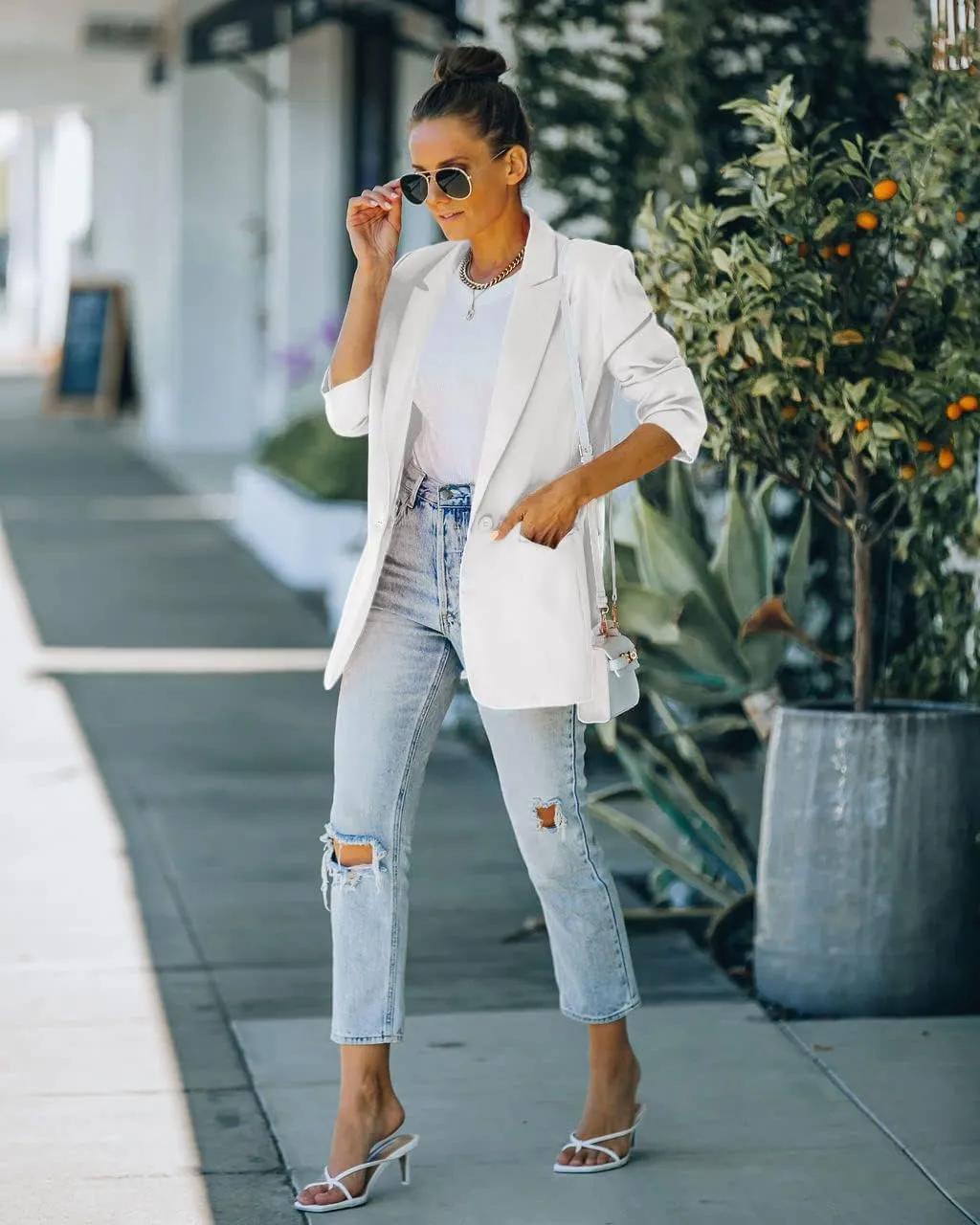 Women's 2 Piece Open Front Long Sleeve Blazer and Solid Short Pants Suit Sets
