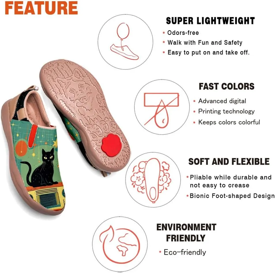 Women's Art Painted Travel Shoes Slip On Fashion Sneaker Lightweight Comfort Casual Leather Loafers