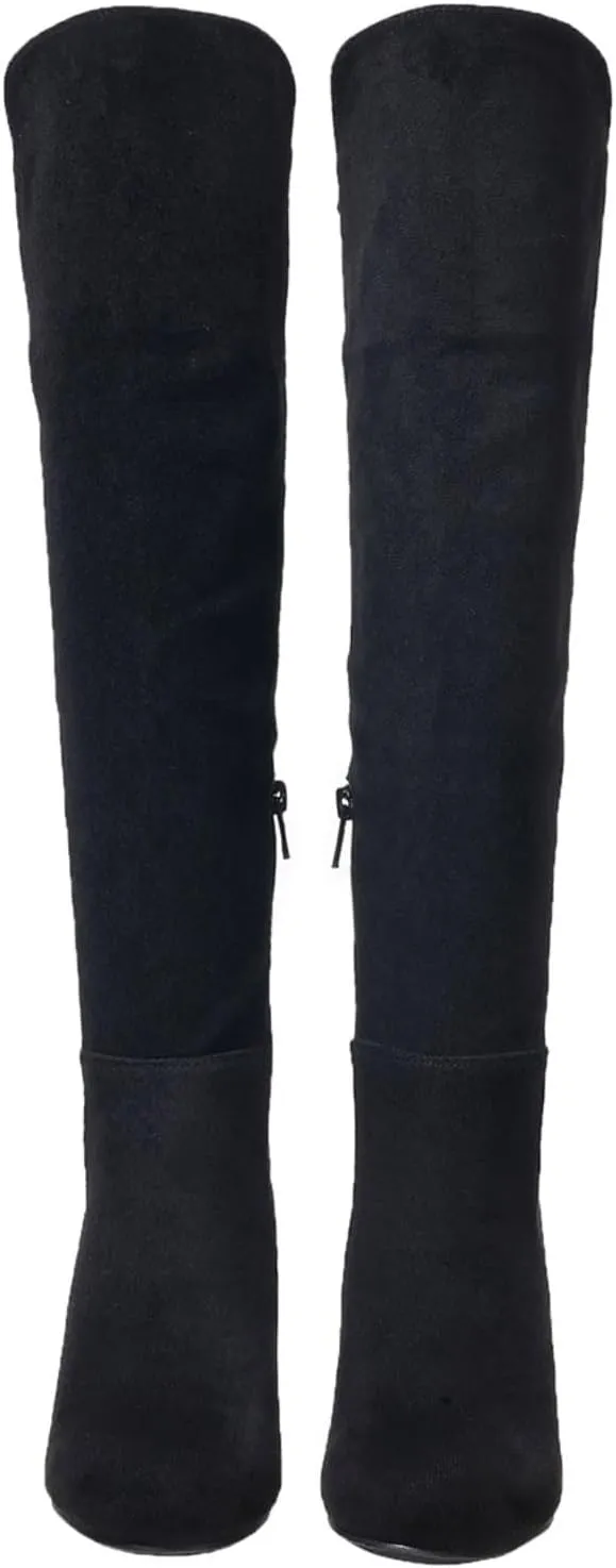 Womens Boots Knee High Wide Calf Stretchy Tall Boots Wedge Heel Comfortable Round Toe Fashion Dressy Boot, US Size 6-11