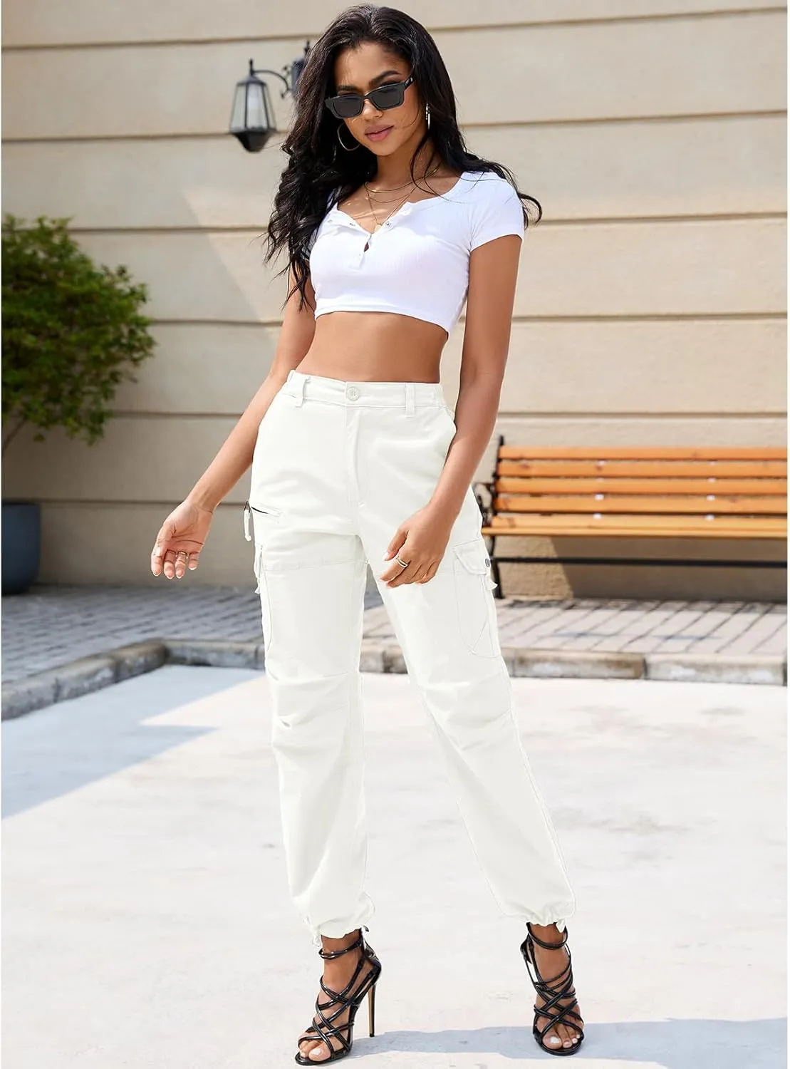 Women's Cargo Pants Casual Streetwear Cotton Travel Work Outdoor Pants with 7 Pockets Combat Military Tactical