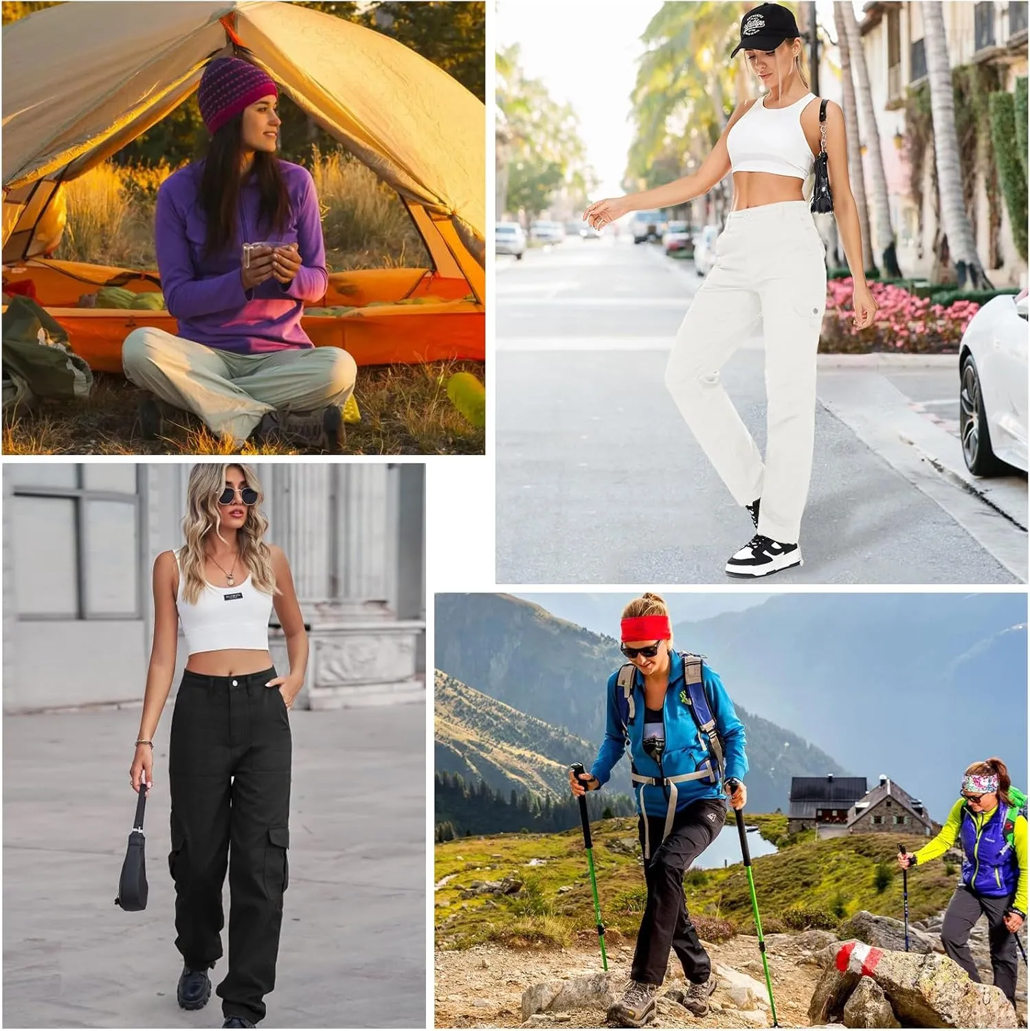 Women's Cargo Pants Casual Streetwear Cotton Travel Work Outdoor Pants with 7 Pockets Combat Military Tactical