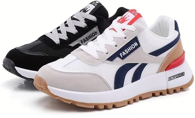 Women's Casual Colorblock Sneakers, Lace Up Platform Soft Sole Walking Shoes, Lightweight Low-top Trainers