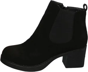 Women's Chelsea High Heel Ankle Boots - Chunky Heel Black Suede Short Boots - Ideal for Fall and Winter 2024 (Black, Adult, Women's, 7, Digital, US Shoe System, Medium ())