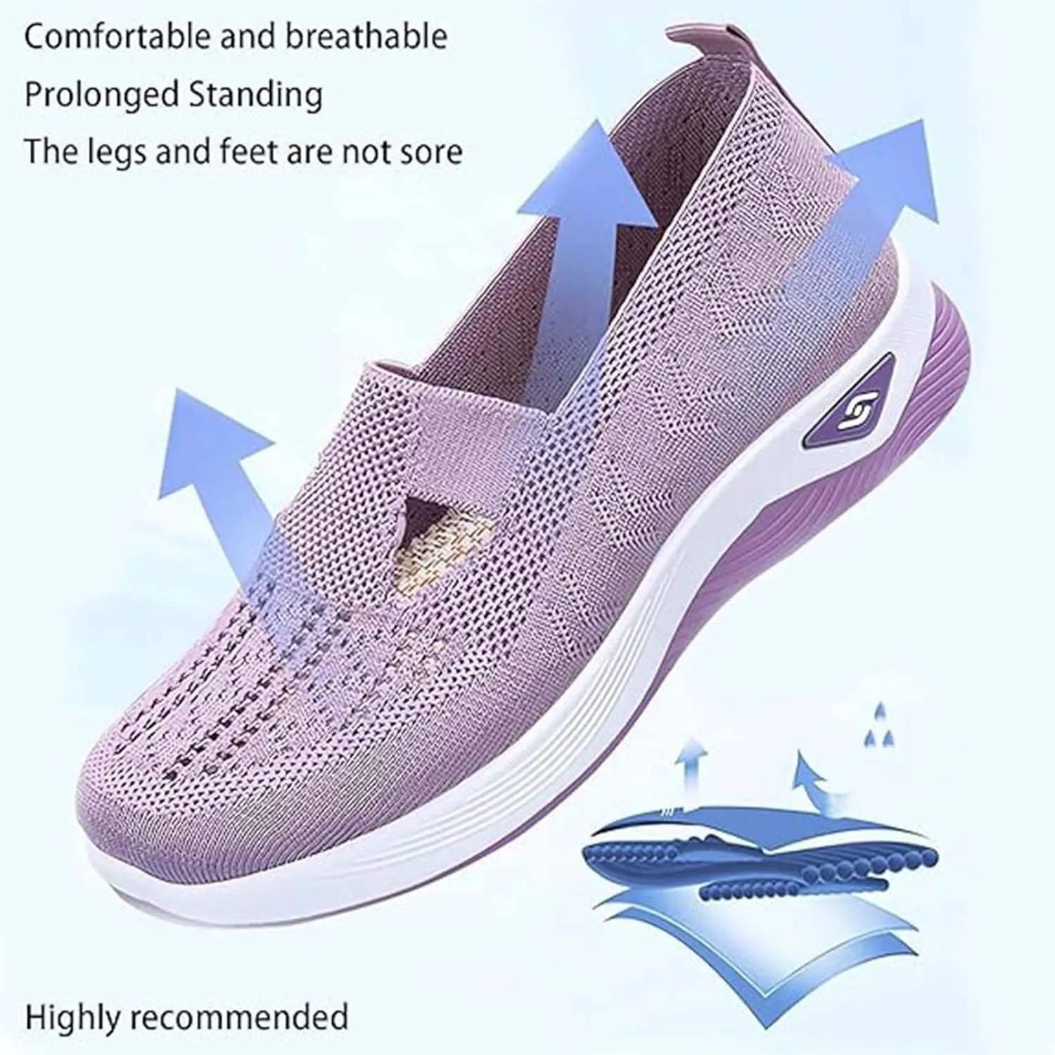 Women's Comfortable Breathable Knitted Sneakers, Cut-Out Woven Orthopedic Sneakers, Slip-On Sneakers for Women
