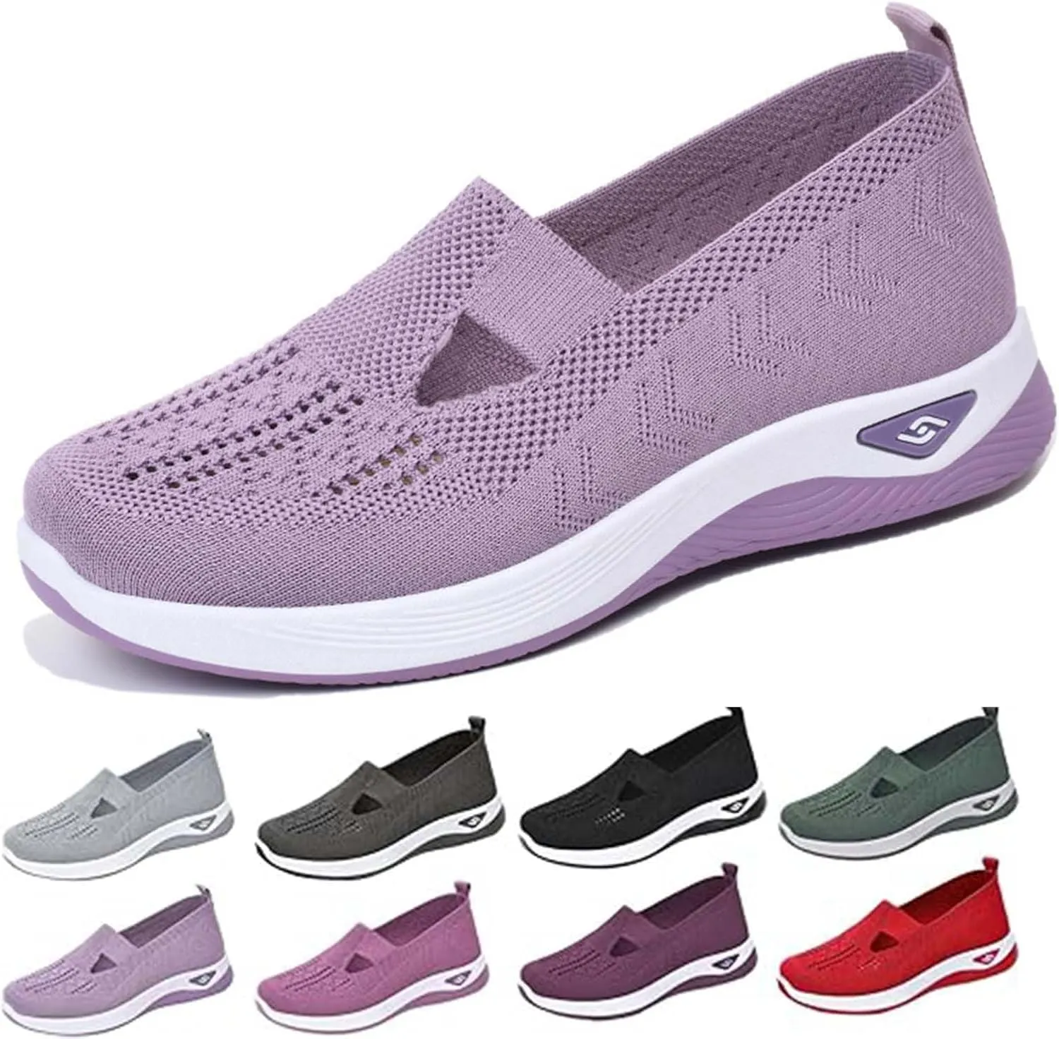 Women's Comfortable Breathable Knitted Sneakers, Cut-Out Woven Orthopedic Sneakers, Slip-On Sneakers for Women