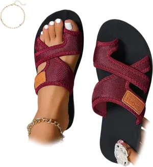 Women's Comfortable Breathable Mesh Flip Flops with Toe Ring, Anti-Slip Sole, Lightweight Summer Sandals for Beach, Walking