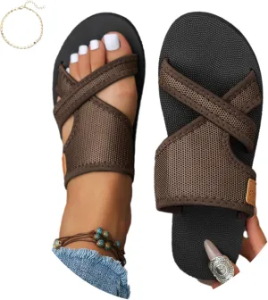 Women's Comfortable Breathable Mesh Flip Flops with Toe Ring, Anti-Slip Sole, Lightweight Summer Sandals for Beach, Walking