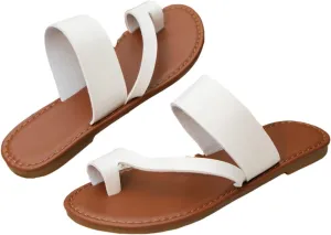 Womens Flat Straps Sandals, Women's Summer Slip On Flat Bunion Sandals Orthopedic, Fashion Toe Ring Slides Flip Flops, for Flat Feet and Plantar Fasciitis Orthopedic Toe Post Sand