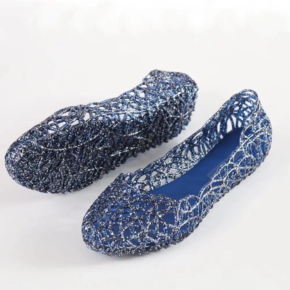 Women's Jelly Sandals Ballet Shoes Slip On Flats Hollow Out Loafers