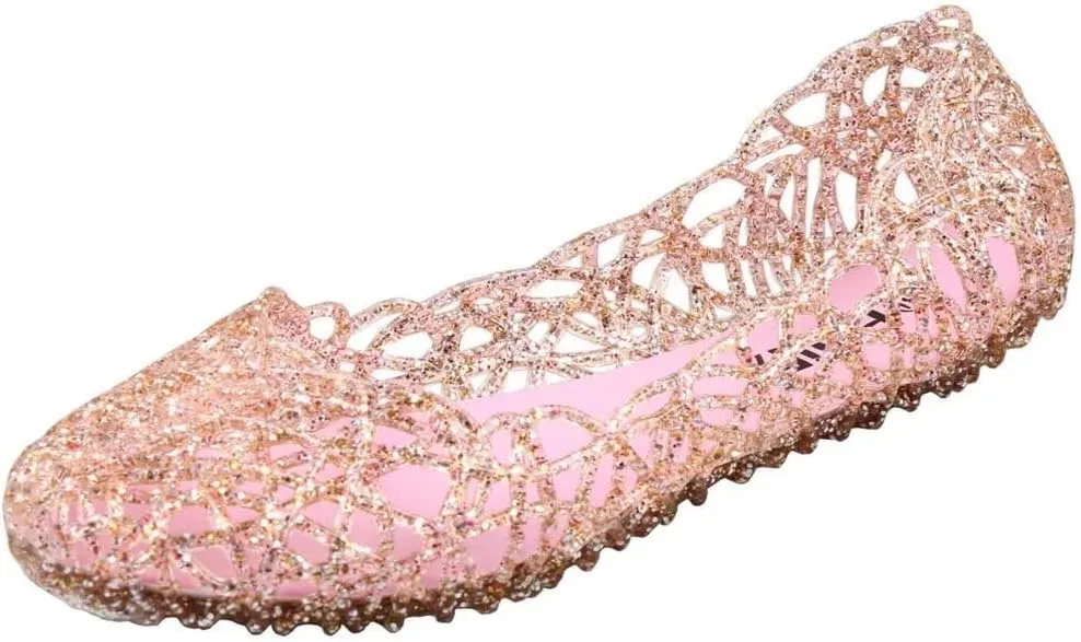 Women's Jelly Sandals Ballet Shoes Slip On Flats Hollow Out Loafers