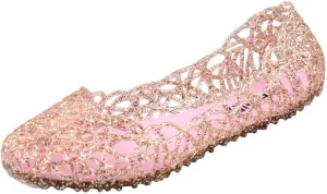 Women's Jelly Sandals Ballet Shoes Slip On Flats Hollow Out Loafers