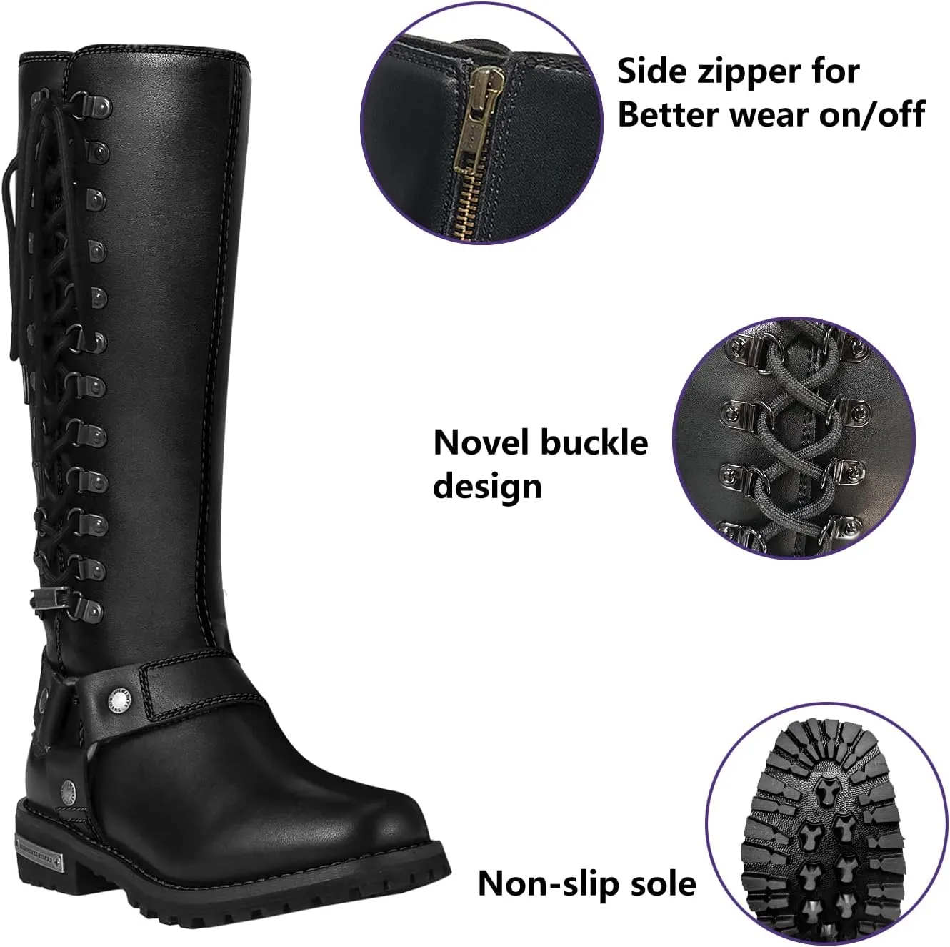 Women's Knee-High Fashion Boots, Comfortable Low Heel Mid Calf Flat Boots for Ladies.