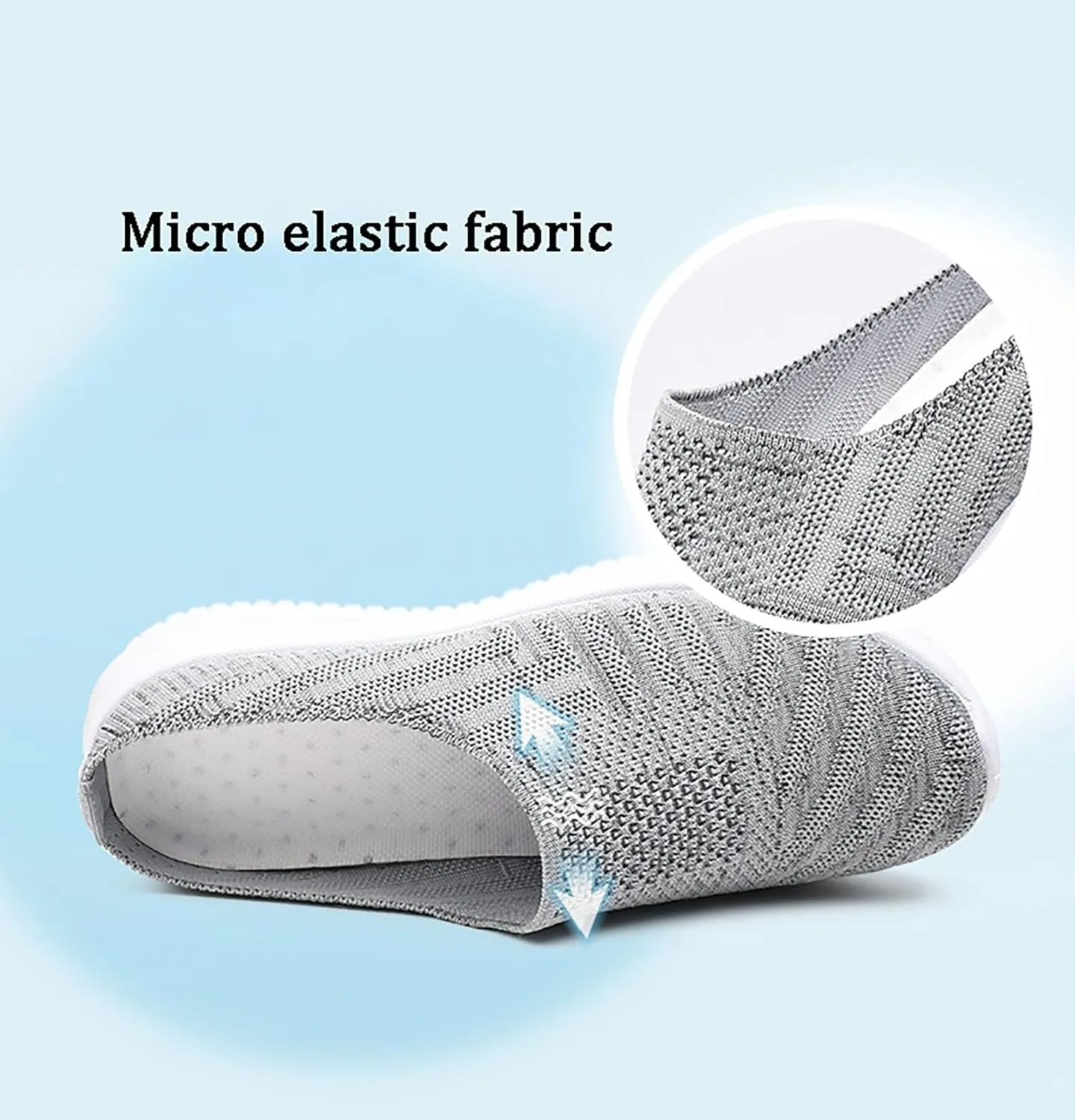 Women's Knitted Slip On Lightweight Mule Sneakers, Comfort Open Back Flats Fashion Mesh Breathe Loafer