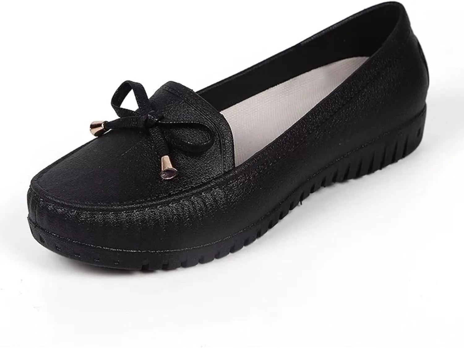 Women's Loafers Lightweight Waterproof Leather Casual Office Driving Shoes Non-Slip Rain Shoes Ladies Dressy Shoes Slip on with Comfort Insole