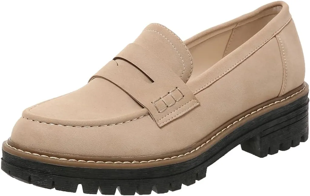 Womens Loafers Shoes Platform Chunky Penny Loafer Lug Sole Comfortable Slip On Work Office Business Casual Dress Shoes, US Size 5-11