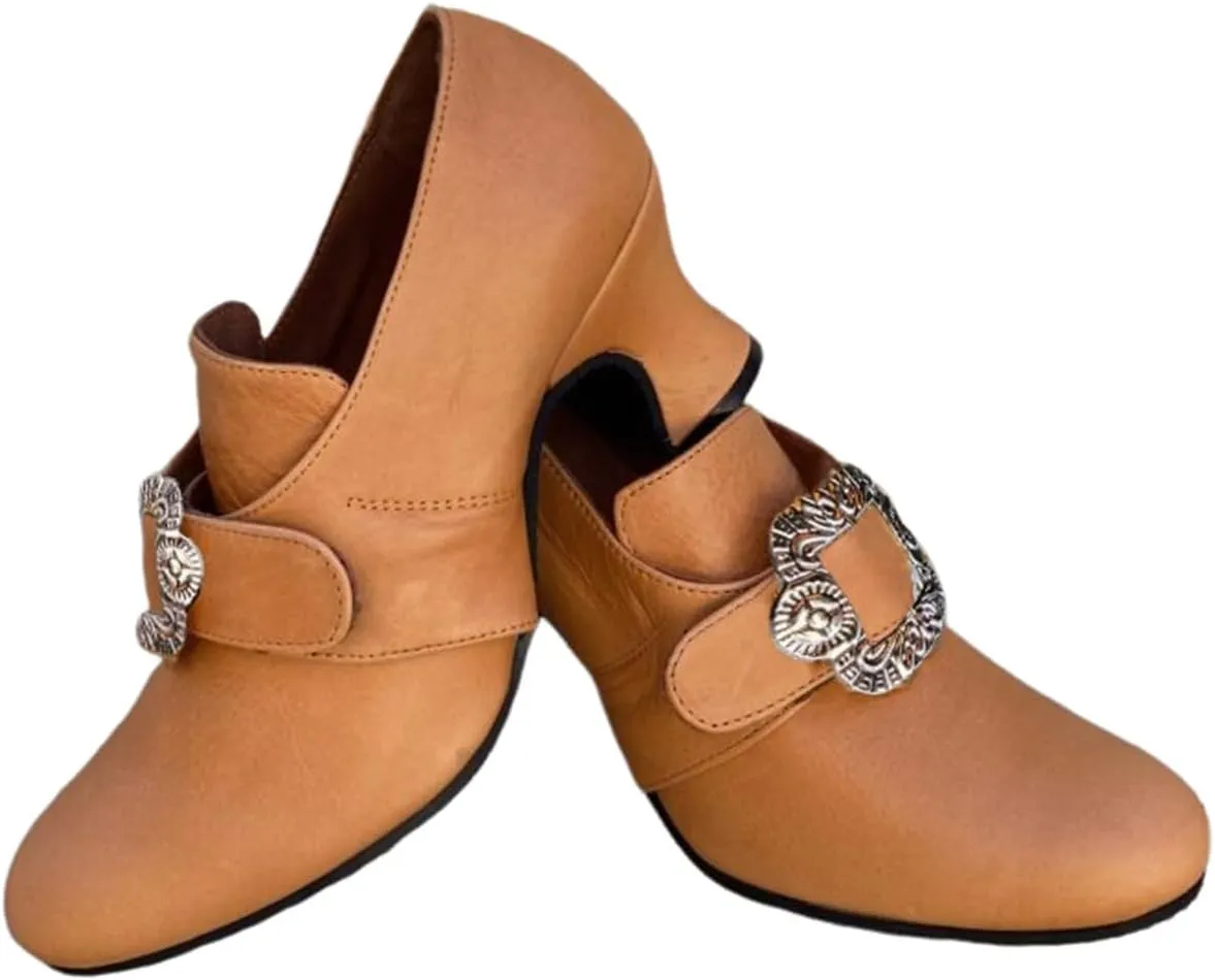 Women's Medieval High Block Heels Loafers Fashion Slip On Shoes School Uniform Halloween Wedding Party Prom Cosplay