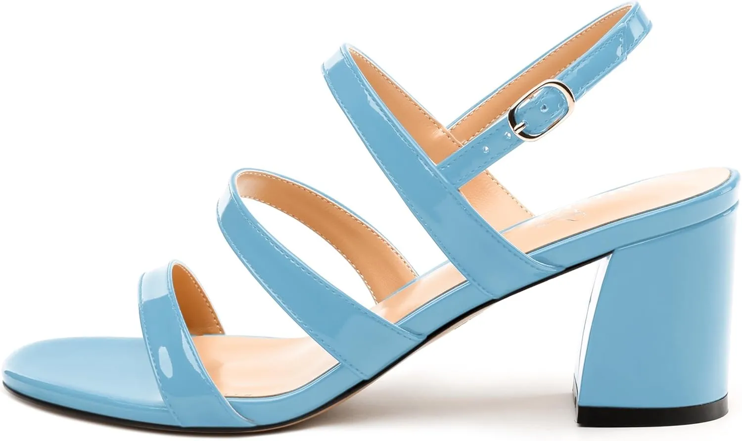 Womens Mid Heel Sandals, Round Open Toe Block Heel Strappy Sandals for Women, Low Chunky Heel Ankle Strap Sandals 2"