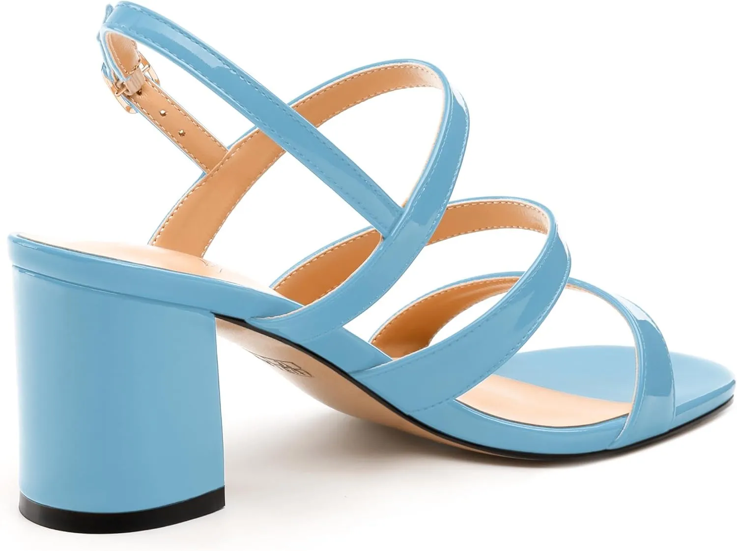 Womens Mid Heel Sandals, Round Open Toe Block Heel Strappy Sandals for Women, Low Chunky Heel Ankle Strap Sandals 2"