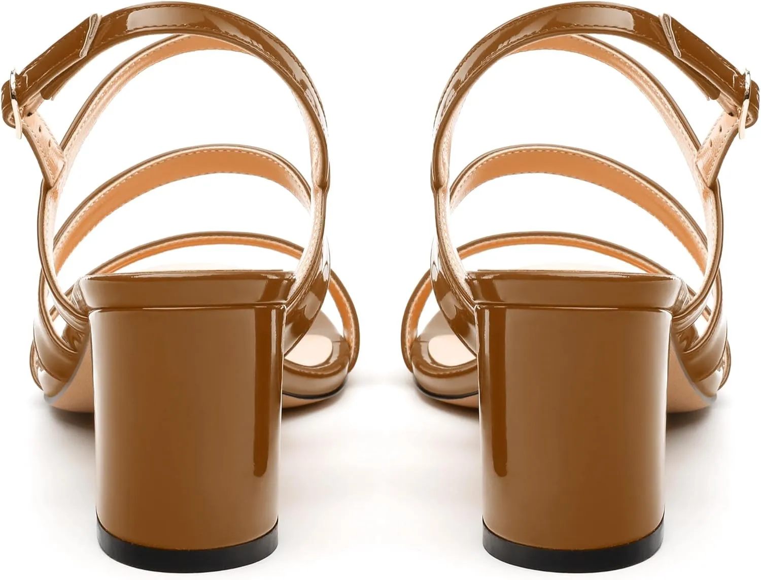 Womens Mid Heel Sandals, Round Open Toe Block Heel Strappy Sandals for Women, Low Chunky Heel Ankle Strap Sandals 2"