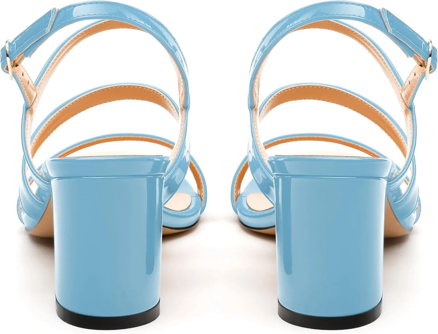 Womens Mid Heel Sandals, Round Open Toe Block Heel Strappy Sandals for Women, Low Chunky Heel Ankle Strap Sandals 2"