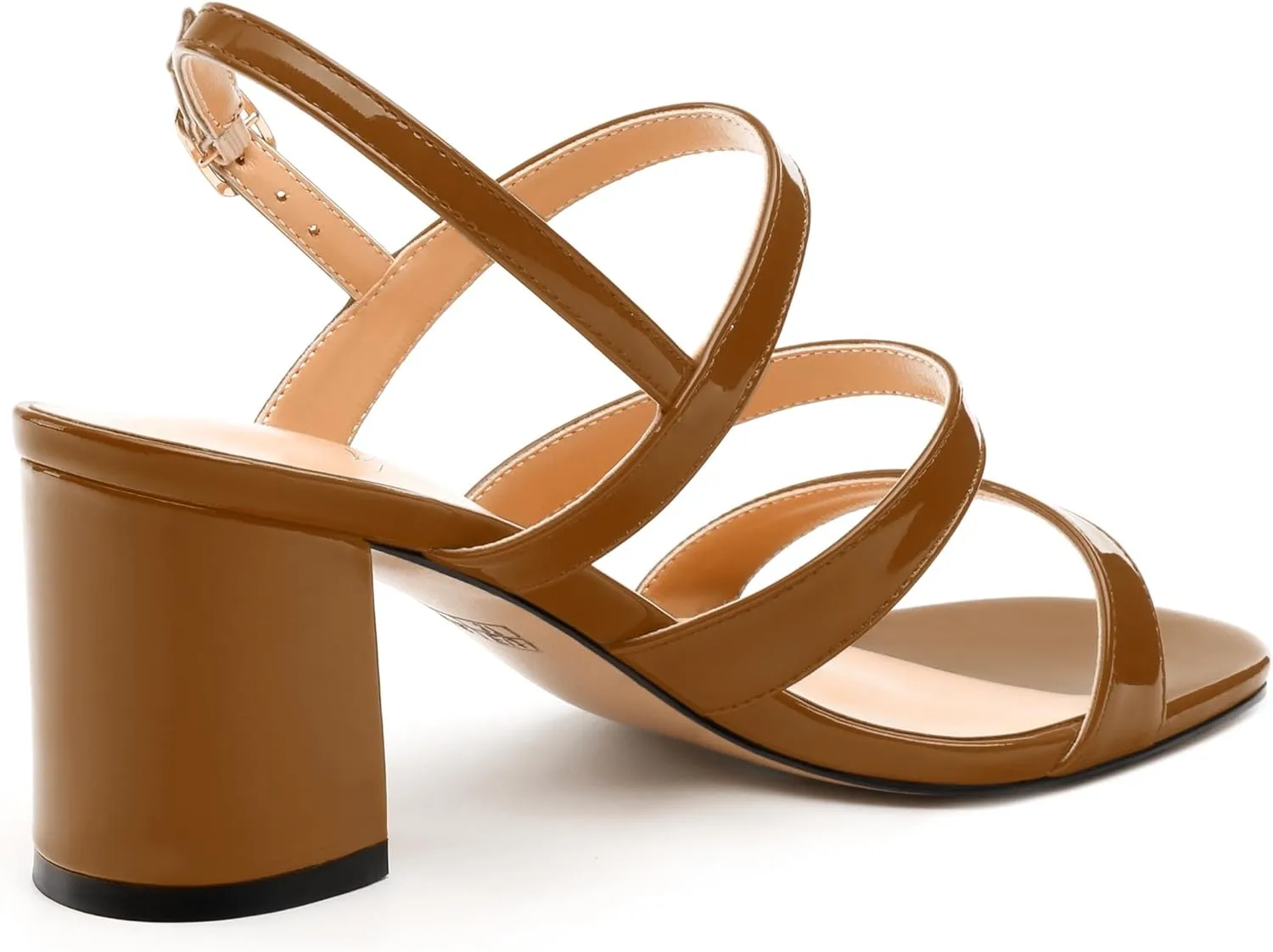 Womens Mid Heel Sandals, Round Open Toe Block Heel Strappy Sandals for Women, Low Chunky Heel Ankle Strap Sandals 2"
