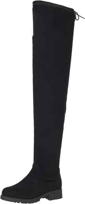 Women's Over The Knee Thigh High Chunky Low Flat Heel Boots Long Stretch Zipper Sexy Fall Fashion Boots Black Red Purple US5-11