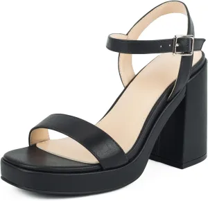 Women's Platform Heels Chunky Heeled Sandals Open Toe Dressy Pumps for Wedding Evening Party