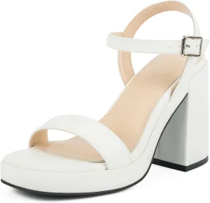 Women's Platform Heels Chunky Heeled Sandals Open Toe Dressy Pumps for Wedding Evening Party