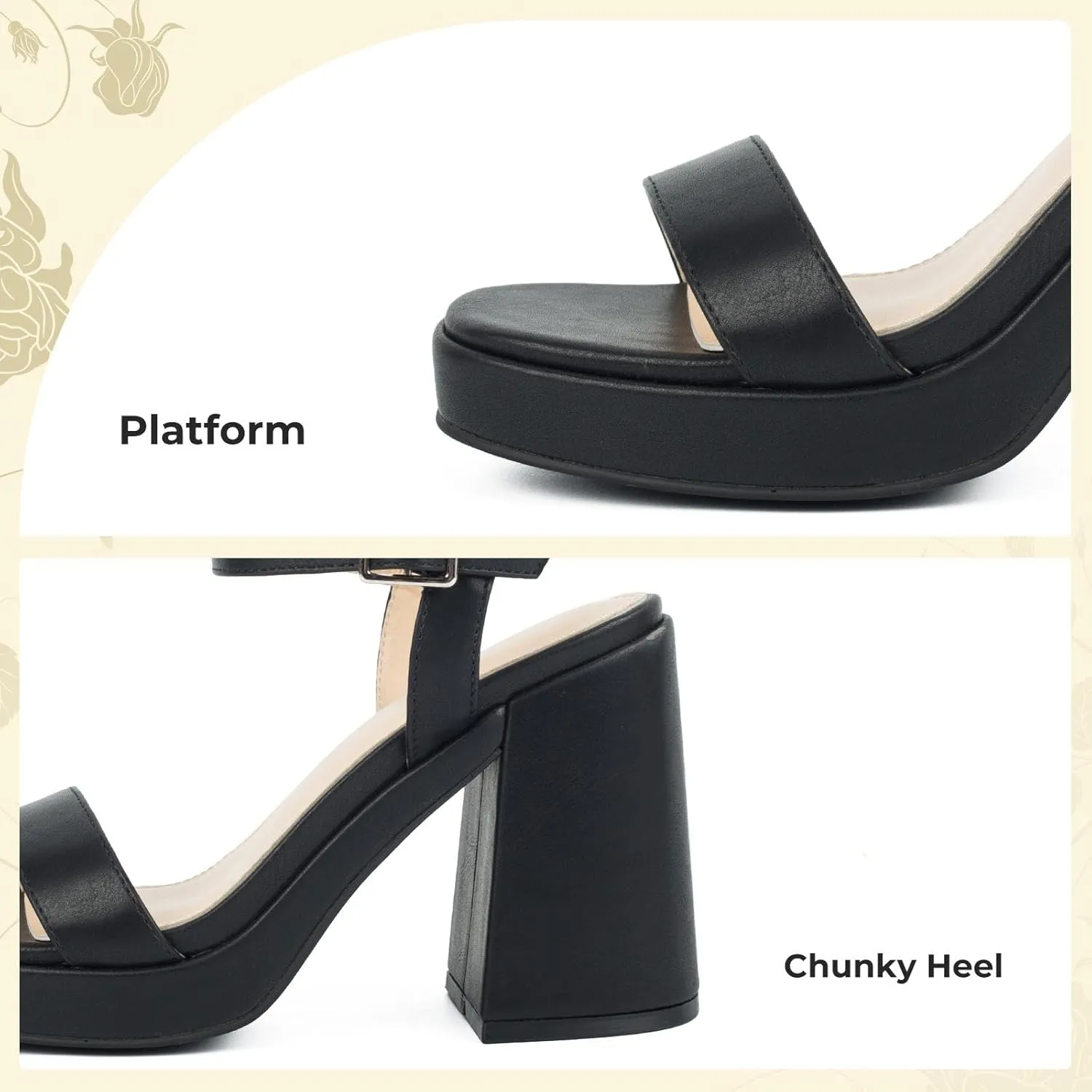 Women's Platform Heels Chunky Heeled Sandals Open Toe Dressy Pumps for Wedding Evening Party