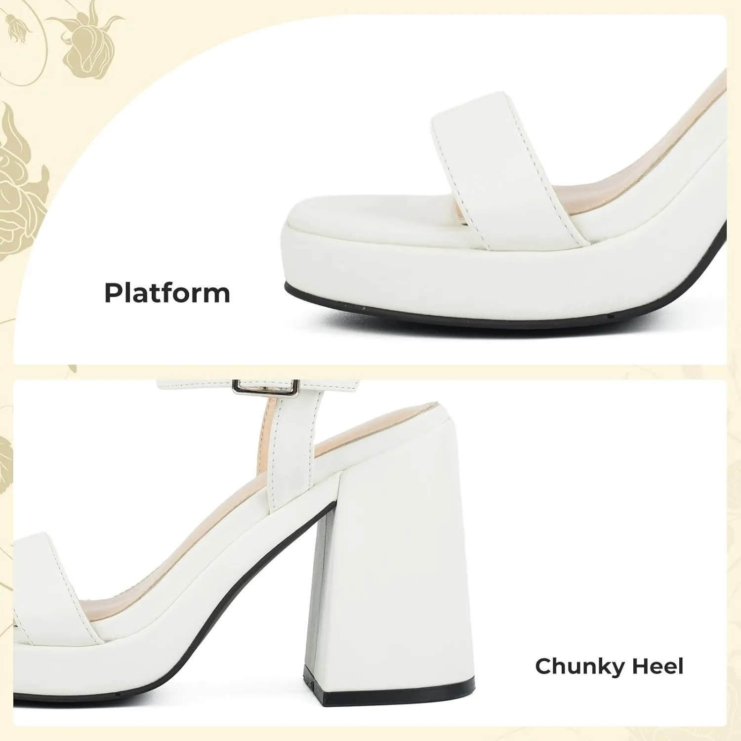 Women's Platform Heels Chunky Heeled Sandals Open Toe Dressy Pumps for Wedding Evening Party